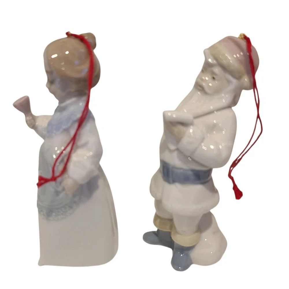 Lot of 2 LLADRO Miniature Christmas Ornaments Santa 5842 &‎ Mrs Santa Claus 5939